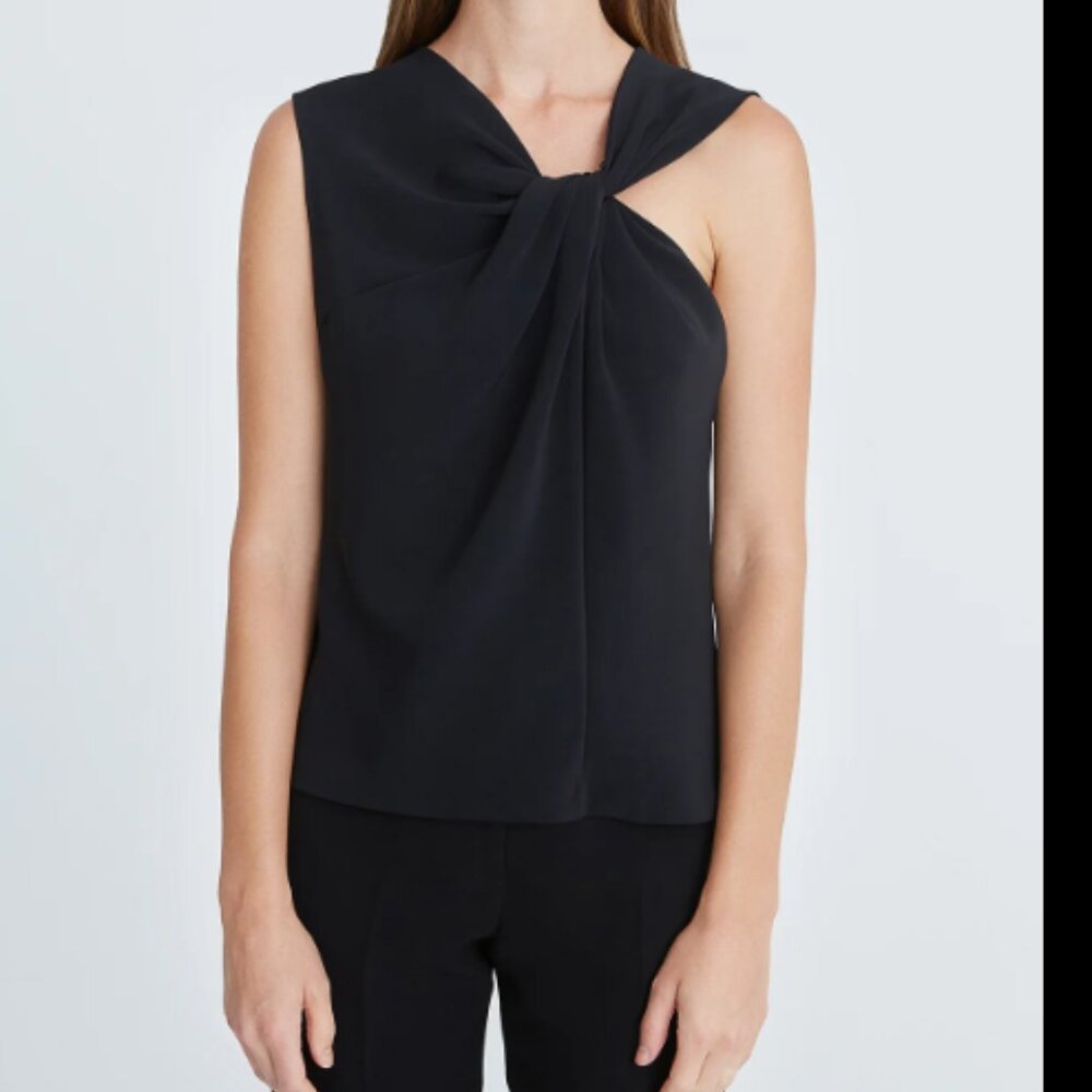 NWT Halston Valencia Crepe Twist Top, size 4/S (orig $345)